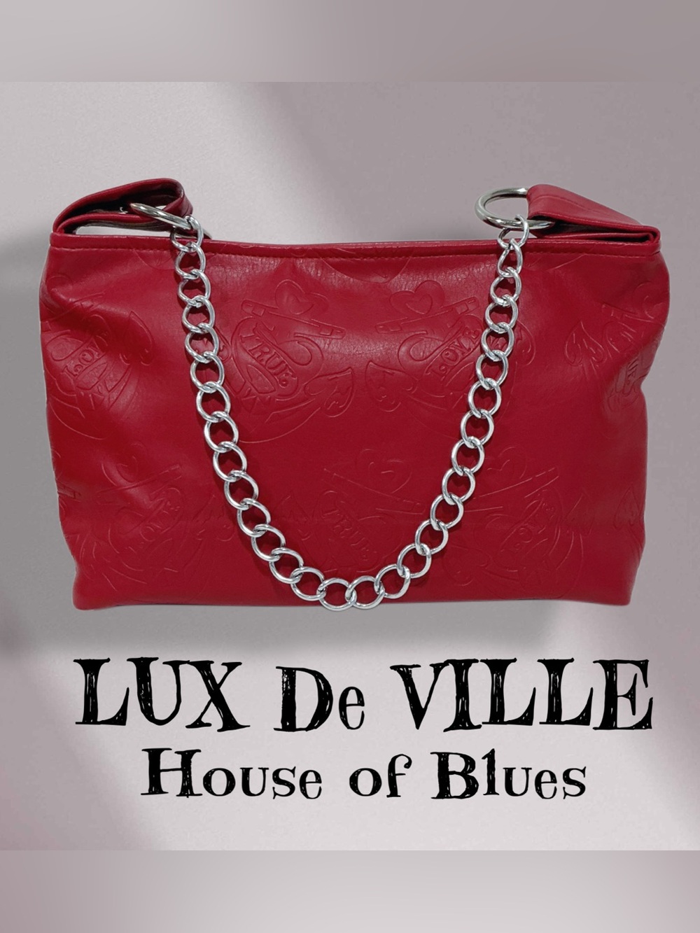 LUX DE VILLE Red True Love Embossed House of Blues Collab Purse